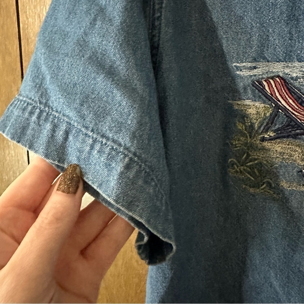 Tradition Country Collection Light Blue Nautical Beach Embroidered Shirt Sz M - Picture 8 of 12
